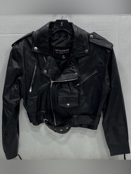 Wilson Jackets & Blazers - Vintage 80’s Wilson Cropped Leather Moto Jacket w/Belt, Pockets, Zippers   Sz M